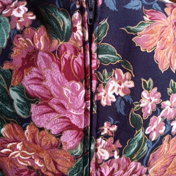 10P Vintage 80's Floral Midi Granny Cottage Dress With Lace Collar & Tied Waist - Picture 6 of 8